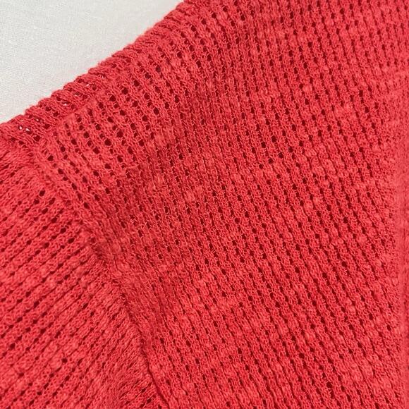Eileen Fisher Organic Linen Cotton Slub Boxy Top M Orange Red Drop Shoulder NEW - Picture 3 of 10
